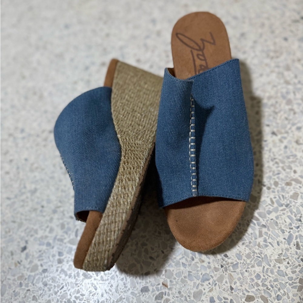 🔥 🔥 Summer Sale! Stylish Blue Denim Women's Slide Sandals - Picture 2 of 3